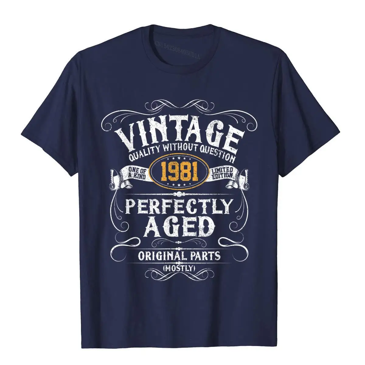 Mens 40th Birthday Funny Gift Vintage 1981 Original Parts T-Shirt__B5796navy