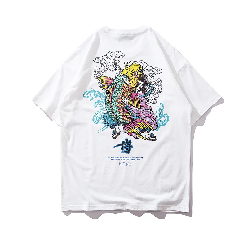 Lovers'Dresses Lovers' Short-sleeved Chinese Wind Printed T-shirts Loose Half-sleeved Blouses for Men and Women