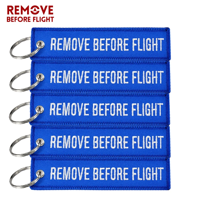 

5Pcs/lot Remove Before Flight Motorcycles Key Ring Embroidery Chaveiro Keychain Fashion Luggage Tag for Women Man Aviation Gifts