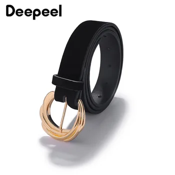 

Deepeel 1pc 6*109cm Ladies Twist Metal Pin Buckle Belt Black Velvet Wide Luxury Waistband with Elegant Dress Leisure Suit YB678