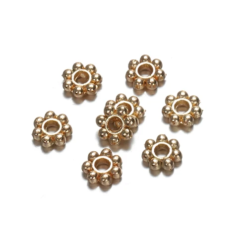 6mm Daisy Wheel Flower Beads Gold Silver Plated Bead Charm Loose Spacer Beads for Jewelry Making Accessories DIY Supplies