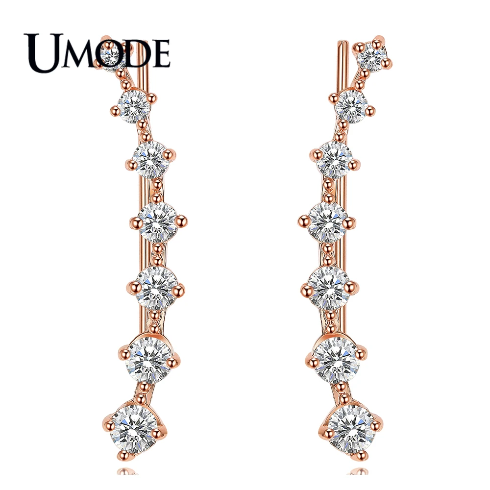 Модные женские серьги гвоздики со звездами UMODE длинные Крючки из розового и