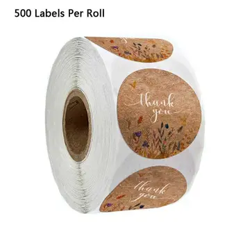 

500pcs Round Thank You Stickers Kraft Handmade Envelope Seal Label Scrapbooking Gift