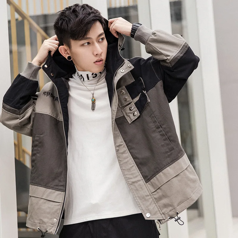 

Jacket Men 2019 Autumn New ins Tide Brand Hooded Large Size Loose Men's Jacket Casual Jacket men military jacket