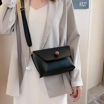 

Fashion Leather Messenger Bag Women Solid Color Casual Flap Shoulder Bags