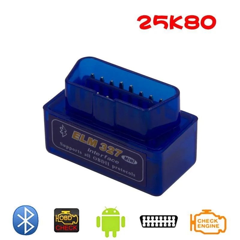 Супер Мини ELM327 v2.1/V1.5 bluetooth 25K80 OBD2 автомобильный диагностический инструмент считыватель кодов сканирование ToolsAuto сканер автомобильный obd2 сканер