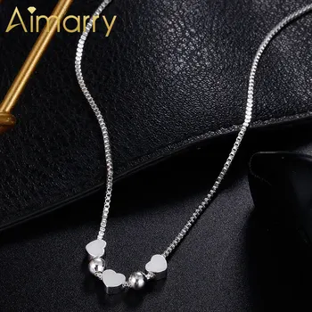 

Aimarry 925 Sterling Silver Love Heart-Shaped Pendant Box Chain Necklace For Women Christmas Charm Fashion Jewelry Wedding Gifts