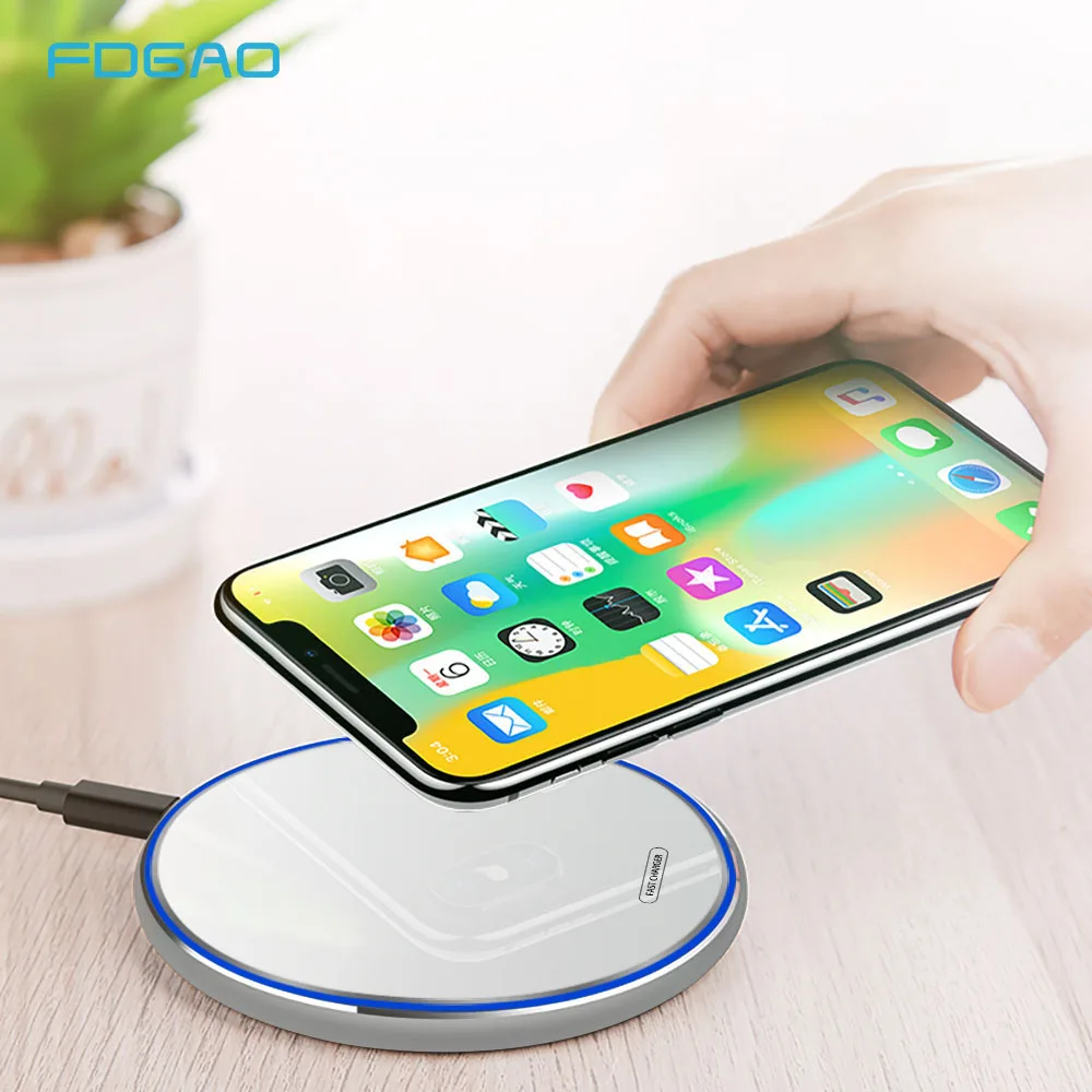 

FDGAO Fast 15W Wireless Charger For iPhone 11 Pro X XR XS 8 Samsung S10 S9 Note 10 9 USB Type C 10W Qi Charging Pad for Airpods