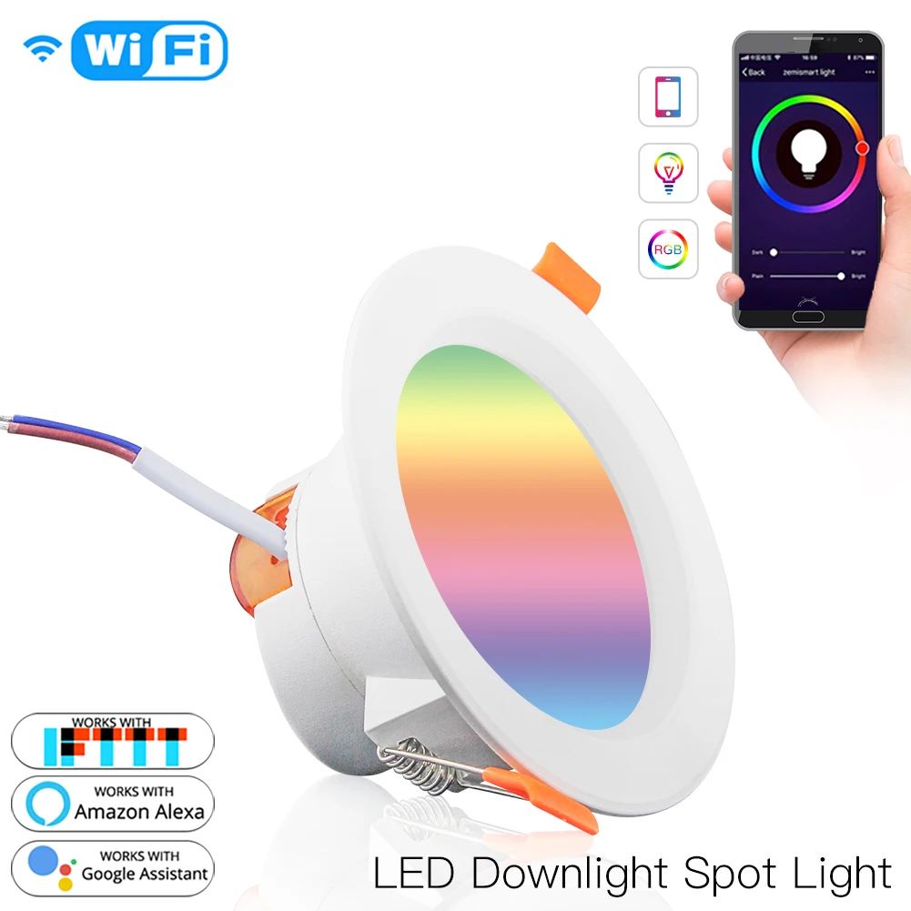 Moes Wifi Smart Led Downlight Dimmen Ronde Spot Light 7W Rgb Kleur  Veranderende 2700K-6500K Warm koel Licht Alexa Google Thuis - AliExpress