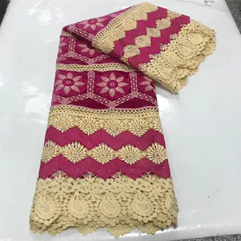 

2020 African Lace Fabrics hot Sale Embroiderd Nigerian Lace Fabris With soft color Velvet Rhinestones Fabric For Party C798