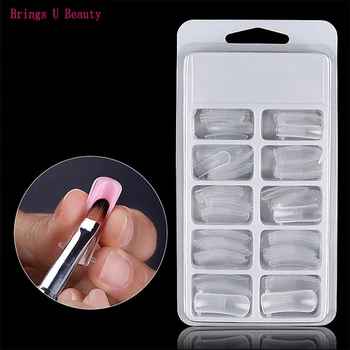 Skup 100 Sztuk Jelly Poly Gel Sztuczne Tipsy Model Formularz Na Pełną Pokrywę żel UV Akrylowe Formy Do Paznokci Sztuczne Paznokcie Rozszerzenie Przejrzyste