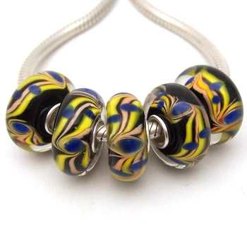 

JGWG1752 5X 100% Authenticity S925 Sterling Silver Beads Murano Glass beads Fit European Charms Bracelet diy jewelry Lampwork