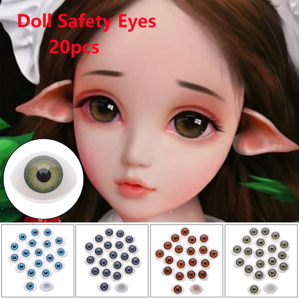 Plastic Safety Eyes 20Pcs 4 Sizes Mix Color for Doll Animal Toy Puppet Dinosaur DIY Craft