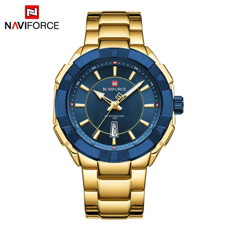 Часы NAVIFORCE мужские деловые золотые кварцевые спортивные