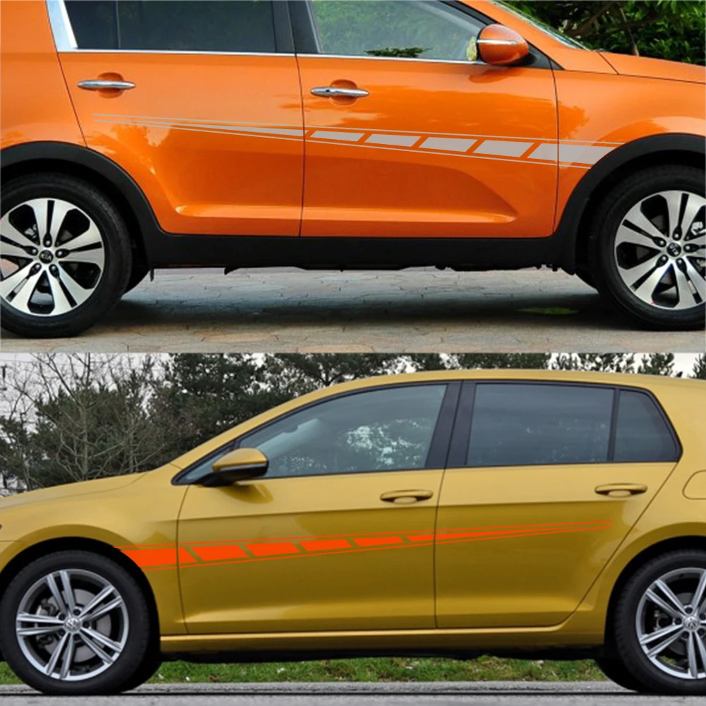 Автомобильные боковые наклейки на двери 2 шт. для Peugeot 206 Kia Opel Ford Focus BMW E46 E60 Audi A4 A3 VW