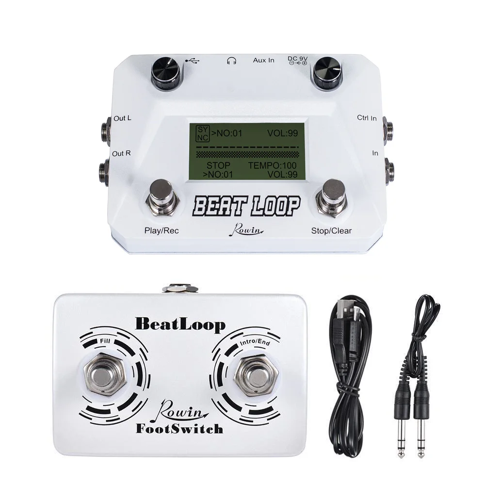Rowin LBL-01 Guitar Beat Loop Pedals Drum Looper Machine 40 Drums Rhythm 50min Looper Recording Time Footswith freely included