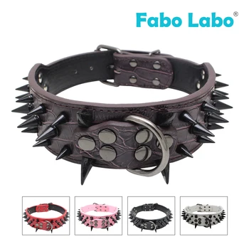 

Spiked Studded Dogs Collar Widen Pu Leather Adjustable Walking Running Pet Collars Personality Comfortable and Soft Pet Necklace