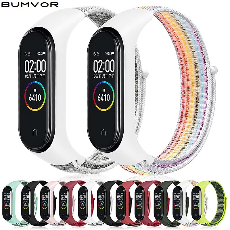 Нейлоновый ремешок на липучке для xiaomi mi band 4 браслет NFC сменные Смарт-часы 3