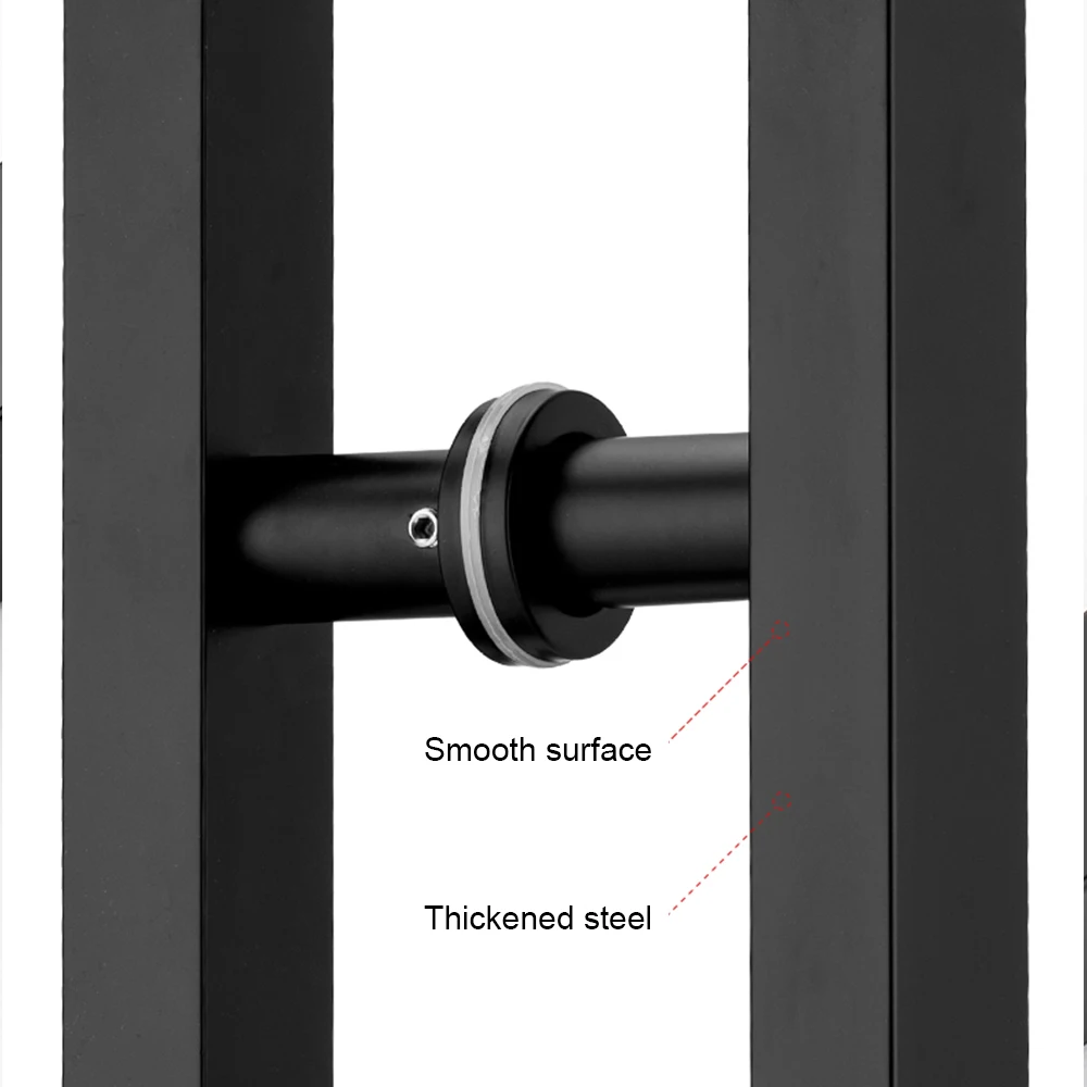 Tirador de puerta negra, manija de puerta corredera en forma de H de doble  cara, tiradores de acero inoxidable para puerta de empuje/puerta de