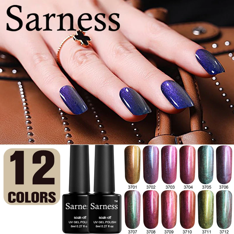 

Sarness Chameleon Nail Gel Esmaltes Permanentes Colors Glitter UV Gel Primer Long-lasting UV LED Nails Art Gel Polish