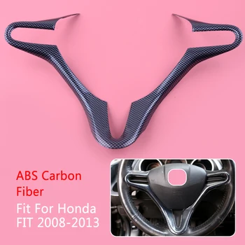 

DWCX Black Carbon Fiber Style Car Inner Steering Wheel Cover Trim Moulding Frame Fit For Honda FIT 2008 2009 2010 2011 2012 2013