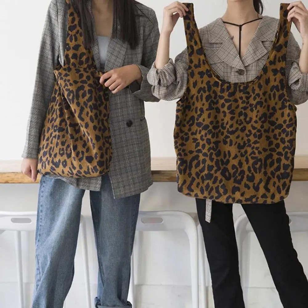 Многоразовая хозяйственная сумка продуктовый мешок женский леопардовый принт Женская мягкая сумка на плечо сумка пляжная сумка Siatka Na Zakupy#2S26