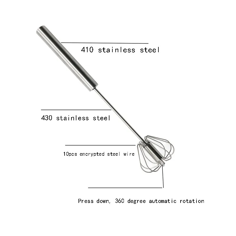 Semi-automatic mixer stainless steel whisk Hand manual Self Turning milk Frother Foamer Egg Beater Tools kitchen Cooking gadgets