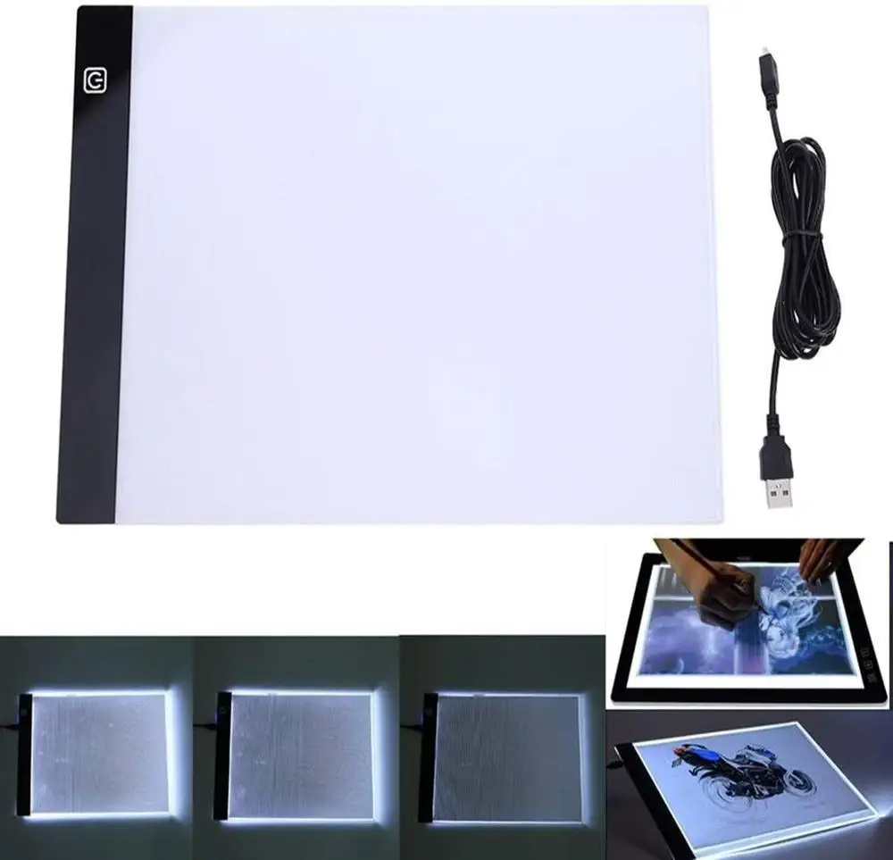 A4 LED Light Pad for Diamond Painting, USB Powered Light Board Kit, Adjustable Brightness with Tracing Light Pad for Drawing