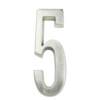 

10cm Self-Adhesive House Number Door Home Address Mailbox Numbers for House Number Digital Door Outdoor Sticker Sign #5 Silver