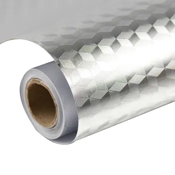 

Thick Waterproof Anti-Oil Aluminum Foil Self-Adhesive Stickers Mats Sliver Wallpaper For Drawer Kitchen Bathroom