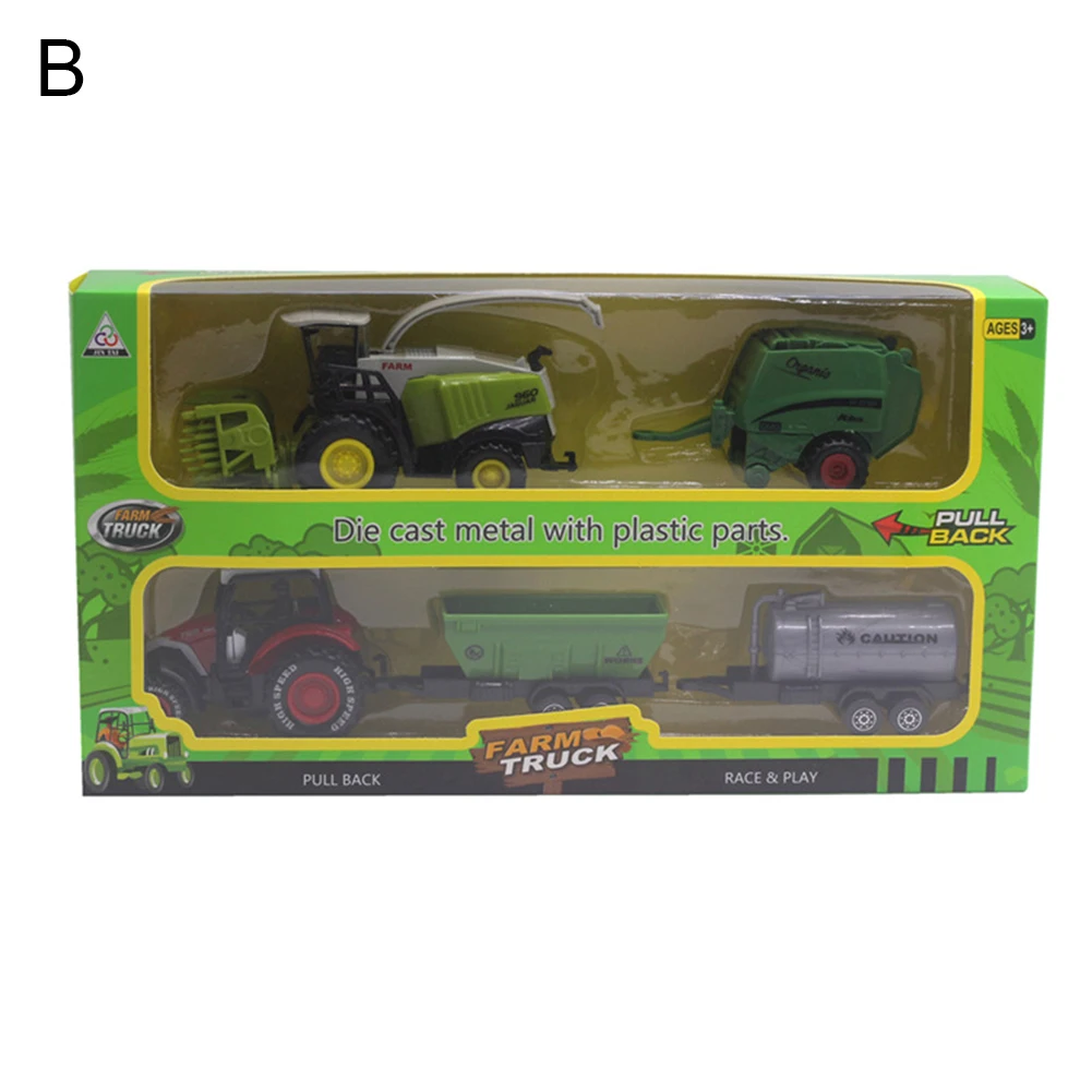 2個1/42子供の車のおもちゃダイキャストトラクター収穫ファーム車両車モデルキッズ教育おもちゃキッズクリスマスギフト