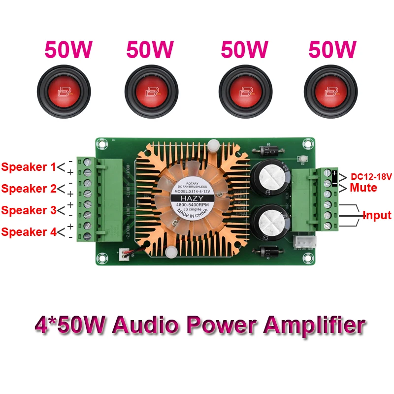 4.0 CH 4*50W High Power Amplifier TDA7388 Automotive Audio 10W~100W HiFi Stereo Car Home Theater Digital DIY HiFi AMP 3000 watt amp