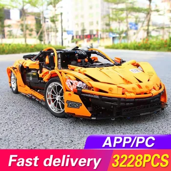 

Technic Series Bricks The MOC-16915 McLaren P1 Orange Super Racing Car Building Blocks Hypercar Model RC APP Toys For Children