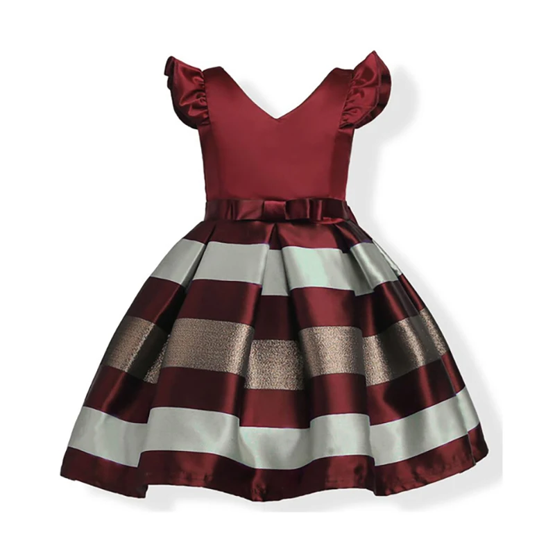 

Formal Wedding Party Dresses Baby Girls Striped Dress For Girls Kids Princess Christmas Dress up costume Children Girl Clothing