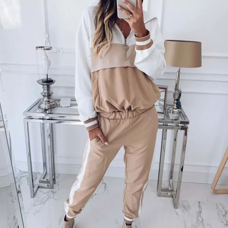 

2019 Autumn Winter Sport Set Women Oversize Casual Women Set 2 Piece Women Pant Suit Two Piece Set Top and Pants Track Suit