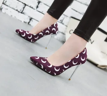 

Sexy moon color matching pointy high heels light mouth thin heel color matching versatile fashion single shoes large 42 43 44 45
