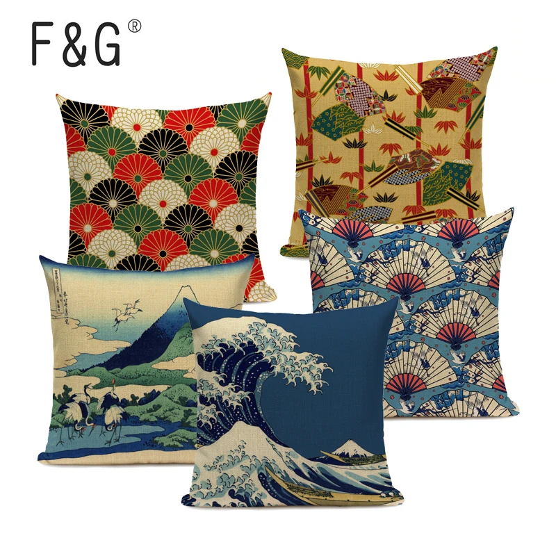Japanese Retro Style Cushion Cover Decorative Pillowcase for Office Home Decor Throw Pillow Sofa