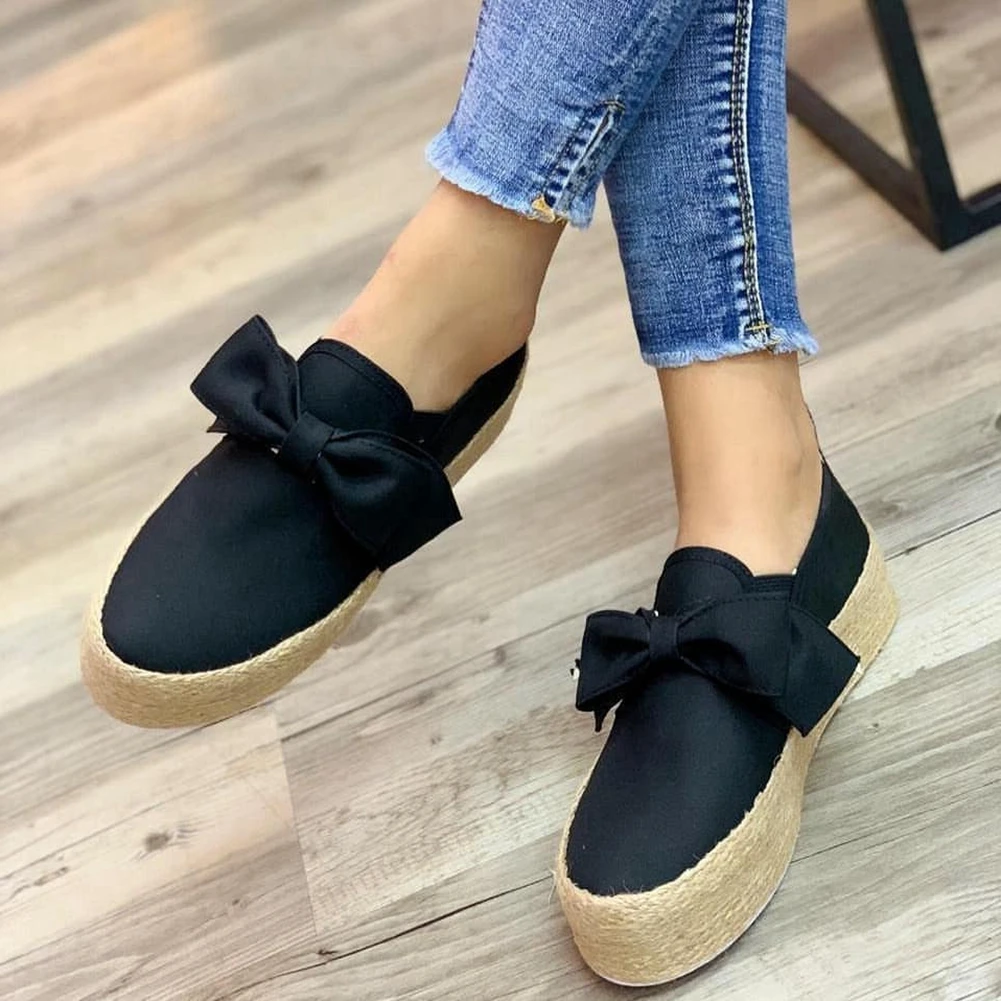 DoraTasia 2020 New Arrivals Large Size 43 Women Loafers Flats Round Toe Med Heel Butterfly-kont Flats Spring/Autumn Woman Shoes