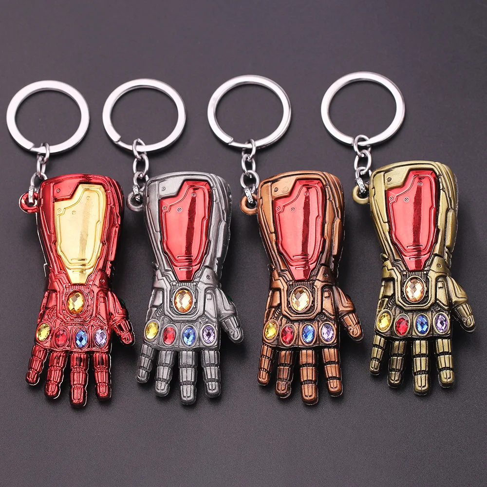 Anime Movie Marvel Avengers Figures Iron Man Gauntlet Keychain Toys Thanos Glove Gauntlet Thor Hammer Mjolnir Replica Kids Toys