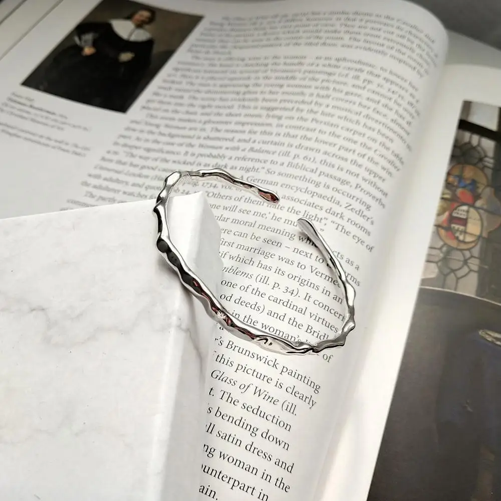 Минималистичные подлинные 925 пробы серебряные браслеты простые дикие Модные Современные текстурные браслеты регулируемое ювелирное изделие TLS209 - Цвет камня: white