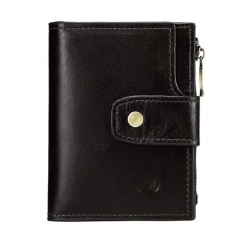

Genuine Leather RFID Vintage Wallet Men With Coin Pocket Short Wallets Small Zipper Walet With Card Holders Man Purse