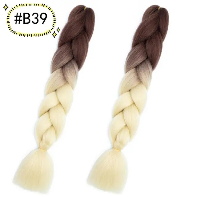 Jumbo Braiding Hair Extensions Kanekalon Braiding Hair 24 Inch Ombre Multiple Tone Colored Synthetic Hair for Women B39