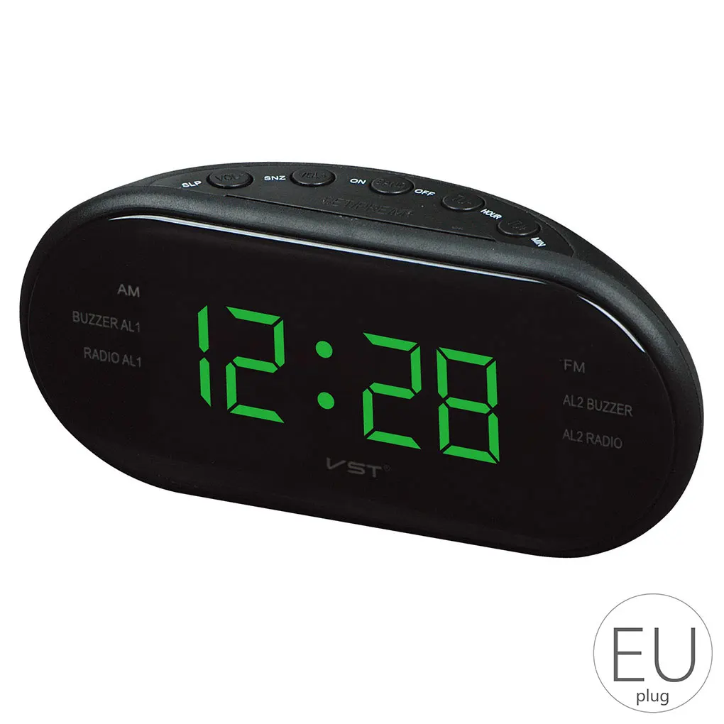 AM/FM светодиодный часы Электронный Настольный Будильник цифровой Настольный радио подарок товары для дома и офиса EU/US Plug - Цвет: EU