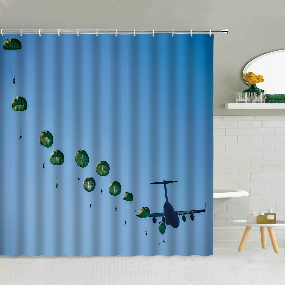Details about   Urban Shower Curtain Airport Office Scenery Print for Bathroom 