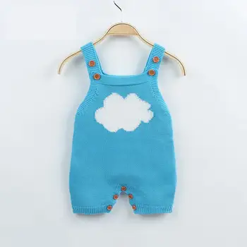 

Spring Overalls For Children Sleeveless Jumpsuits Cartoon Cloud Knitted Newborn Baby Girl Rompers Summer Infant Boy Sunsuit Tops