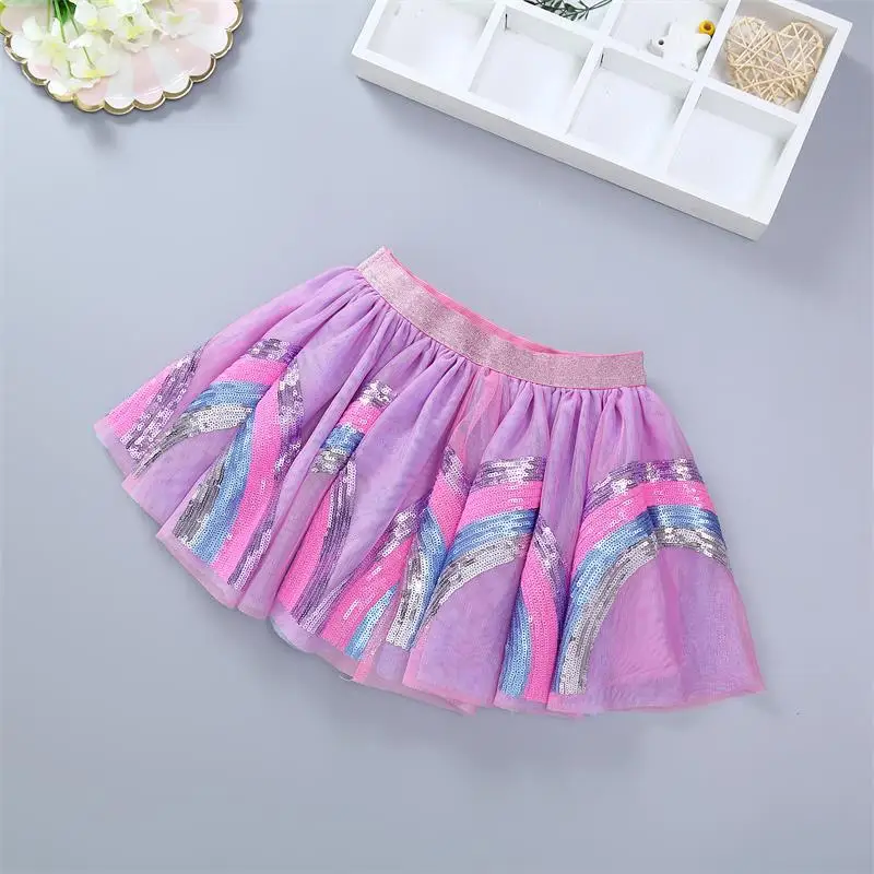 New Toddler Girls Skirts Fashion Cute Princess Skirts Fit 2 3 4 5 6 7 Years Children Kids Girls Sequin Embroidery Colorful Skirt - Цвет: Золотой