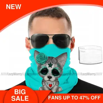 

Halloween Wolf Mouth Face Mask Blue Day Of The Dead Sugar Skull Wolf Facial Mask with Filters Cool Mask