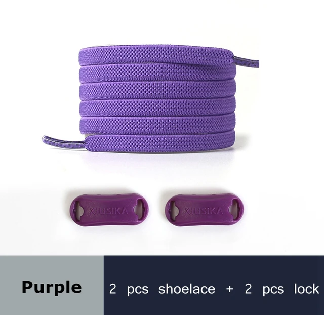 Reticulated Woven Elastic Shoe Laces Flat buckle Lock No Tie Shoelaces Sports Competition Take A Walk Sneakers Lazy Lace purple