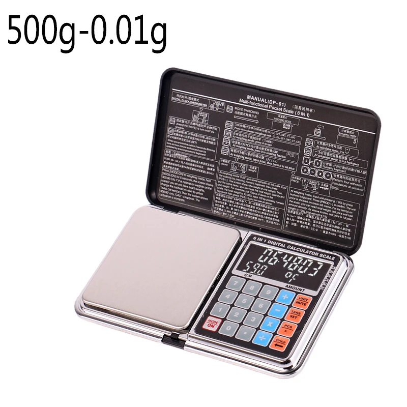 500g-0.01g 6 в 1 Многофункциональный расчет весы ЖК-дисплей цифровые карманные весы 100/200/300/500/1000g 0,01/0,1 г ювелирные весы баланс веса - Цвет: 500g-0.01g