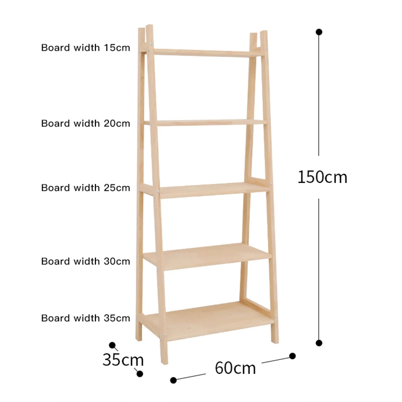 Nordic Solid Wood Bookcase Children's Bookshelf Simple Shelf Simple Modern Living Room Display Bedroom Bedside Storage Rack